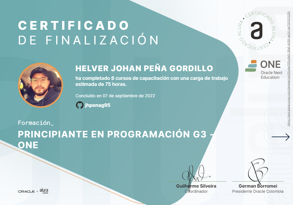 Certificado Oracle - Alura LATAM